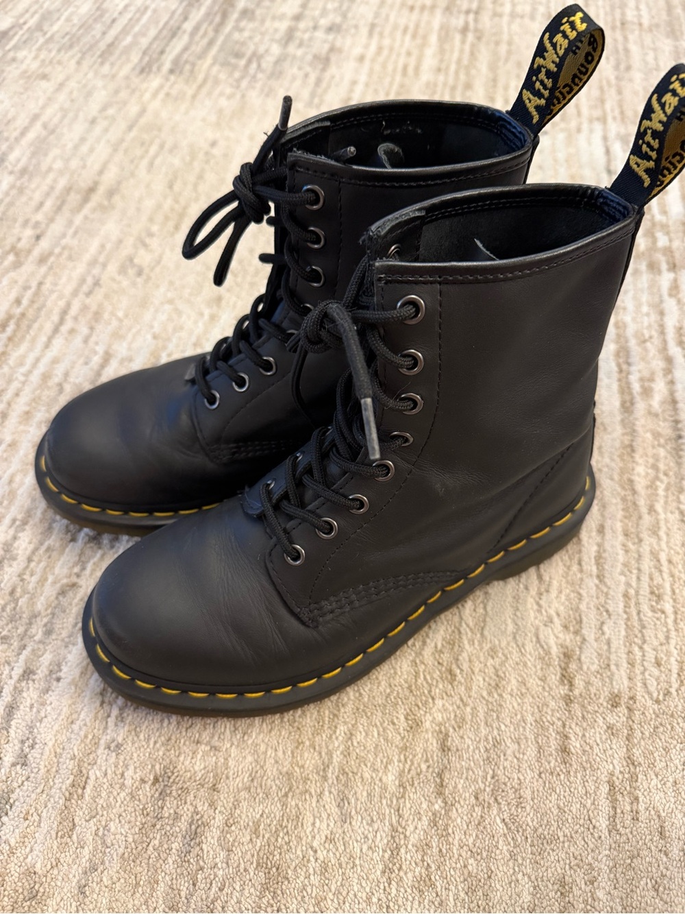 Dr. Martens 1460 W boot Black Napa Lace-Up with Yellow Stitching